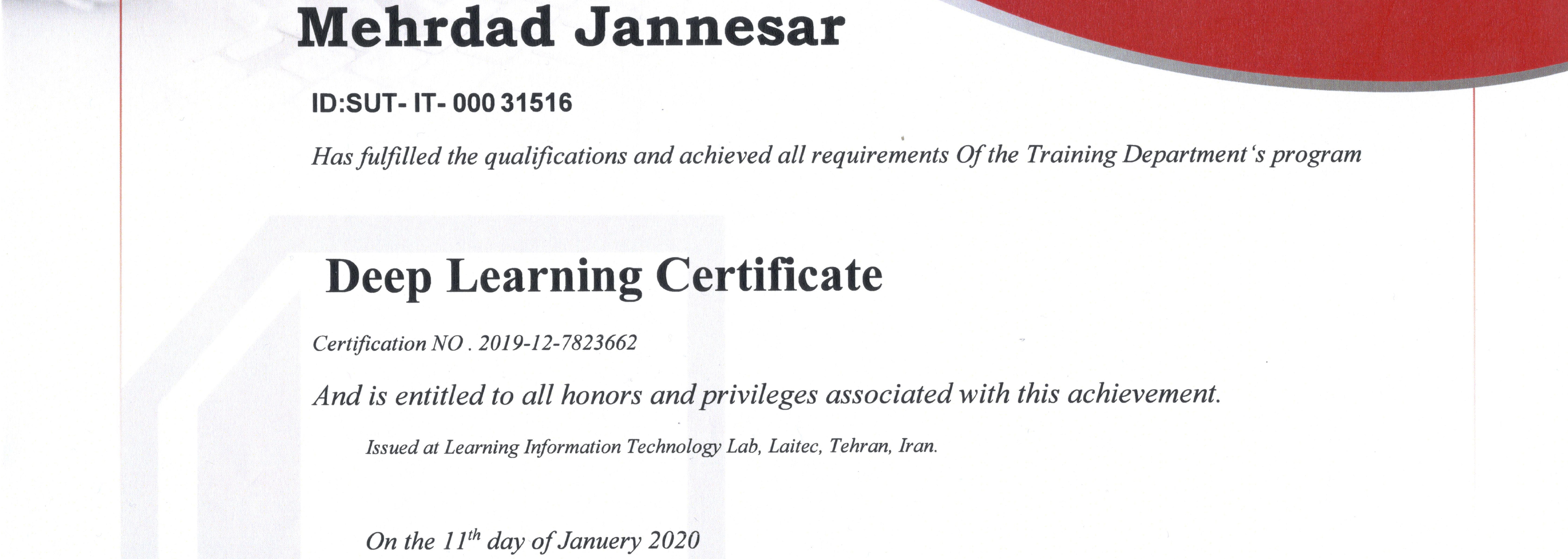Deep learning Certificate
